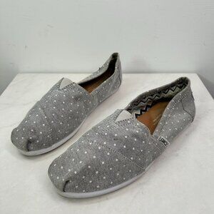 Gray polka dot Toms slip ons size womens 6.5